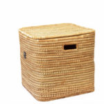 square wicker basket with lid